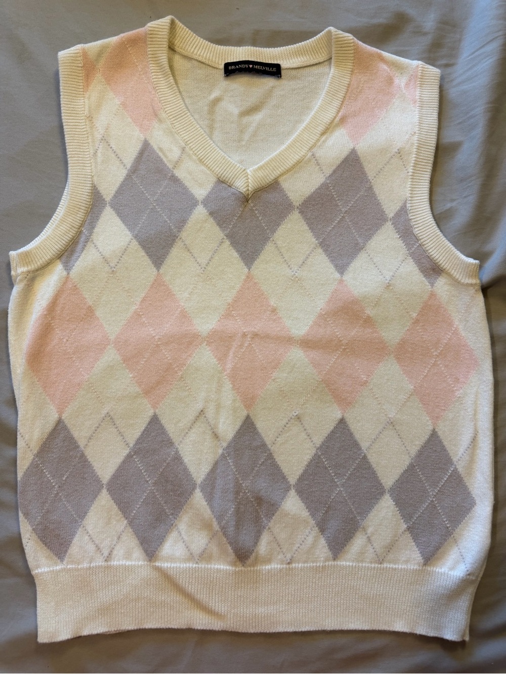 Brandy Melville Cream Knit Top with Navy Label